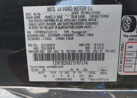 2007 Ford Mustang Gt Deluxe/Gt Premium из США, поврежденный, VIN 1ZVFT82HX75197174